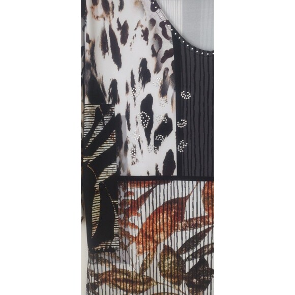 Valentina Womens 3/4 Sleeve Top Rhinestones Artsy Abstract Art Size Medium - Picture 6 of 6